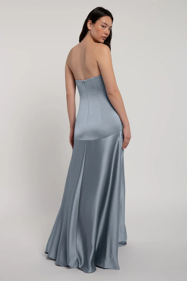 Pia Chambray Blue bridesmaid dress by Jenny Yoo — back Pia Chambray Blue bridesmaid dress by Jenny Yoo — back
