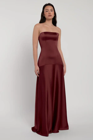 Pia Dark Berry Burgundy bridesmaid dress by Jenny Yoo — front