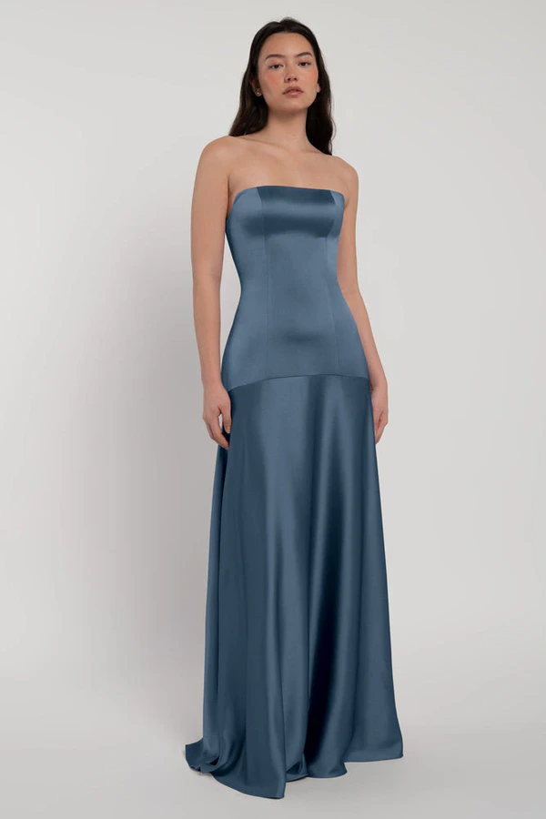 Pia Evening Blue Blue bridesmaid dress by Jenny Yoo — front Pia Evening Blue Blue bridesmaid dress by Jenny Yoo — front