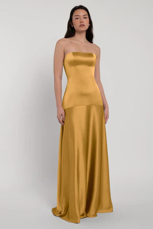 Pia Marigold Gold bridesmaid dress by Jenny Yoo — front