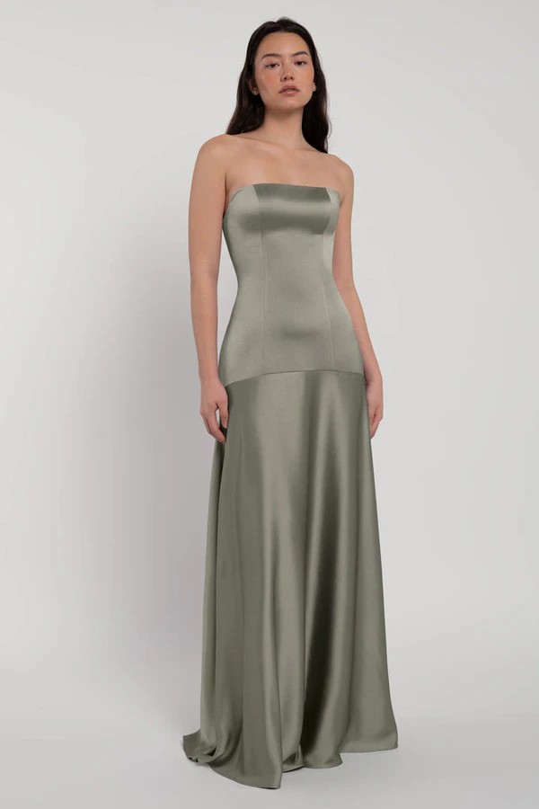 Pia Moss Green bridesmaid dress by Jenny Yoo — front Pia Moss Green bridesmaid dress by Jenny Yoo — front