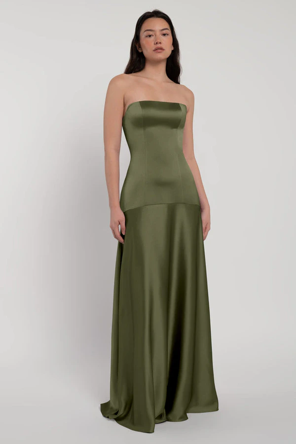 Pia Olive Green bridesmaid dress by Jenny Yoo — front Pia Olive Green bridesmaid dress by Jenny Yoo — front
