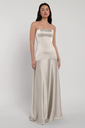Pia Platinum Grey bridesmaid dress by Jenny Yoo — front