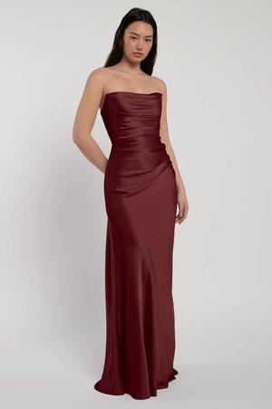 Rosa Dark Berry Burgundy bridesmaid dress by Jenny Yoo — front