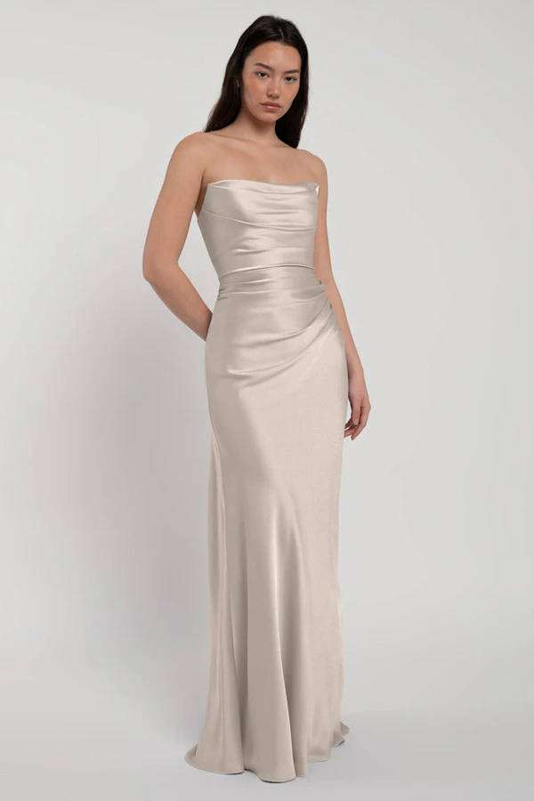Rosa Latte Neutral bridesmaid dress by Jenny Yoo — front Rosa Latte Brown bridesmaid dress by Jenny Yoo — front