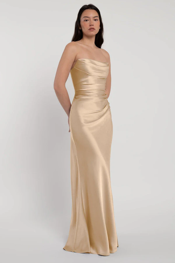 Rosa Pale Gold Champagne bridesmaid dress by Jenny Yoo — detail Rosa Pale Gold Champagne bridesmaid dress by Jenny Yoo — detail