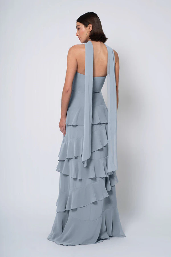 Simona Chambray Blue bridesmaid dress by Jenny Yoo — back Simona Chambray Blue bridesmaid dress by Jenny Yoo — back