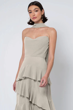Simona Earl Grey Grey bridesmaid dress by Jenny Yoo — front