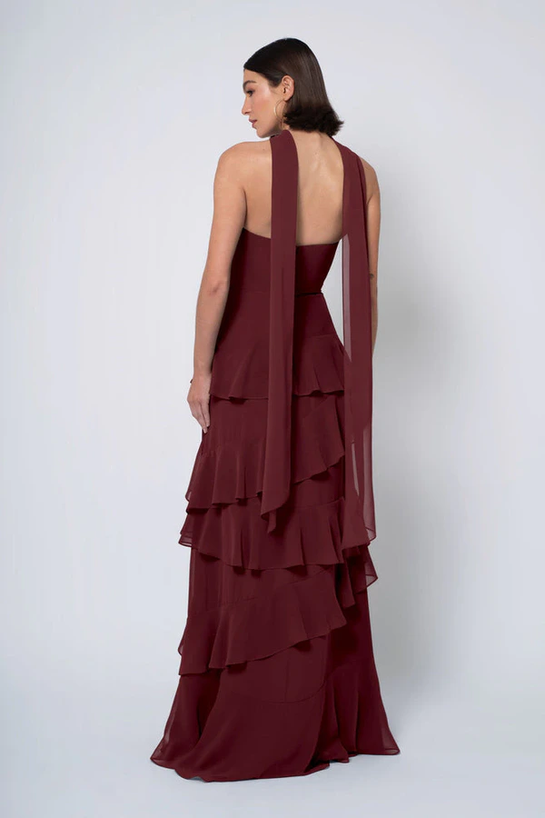 Simona Hibiscus Red bridesmaid dress by Jenny Yoo — back Simona Hibiscus Red bridesmaid dress by Jenny Yoo — back