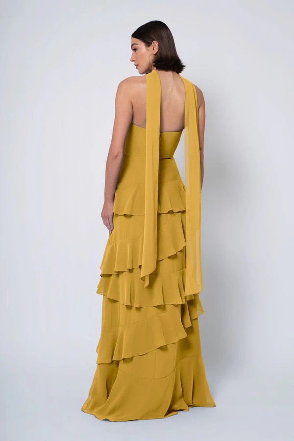 Simona Marigold Yellow bridesmaid dress by Jenny Yoo — back Simona Marigold Yellow bridesmaid dress by Jenny Yoo — back