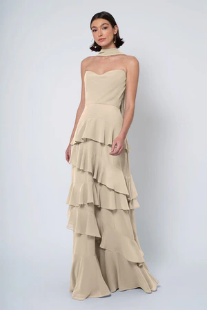 Simona Sand Dune Neutral bridesmaid dress by Jenny Yoo — front