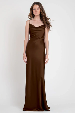Sylvie Espresso Brown bridesmaid dress by Jenny Yoo — front