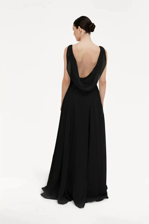 Athena Black Black bridesmaid dress by TH&TH — back Athena Black Black bridesmaid dress by TH&TH — back