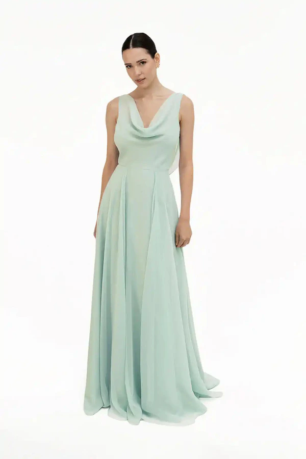Athena Dusty Eucalyptus Green bridesmaid dress by TH&TH — front Athena Dusty Eucalyptus Green bridesmaid dress by TH&TH — front