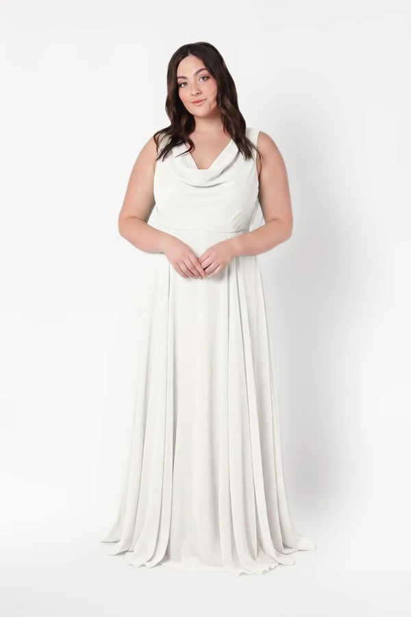 Athena Ivory Ivory Bridesmaid Dress By TH&TH Curve Front Athena Ivory Ivory Bridesmaid Dress By TH&TH Curve Front