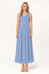 Dusty Blue Athena junior bridesmaid dress by TH&TH, front view