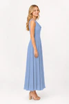 Dusty Blue Athena junior bridesmaid dress by TH&TH, side view