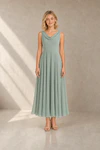 Dusty Eucalyptus Athena junior bridesmaid dress by TH&TH, front view