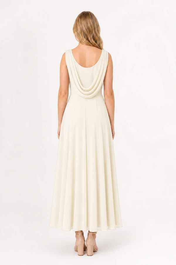 Athena Junior Bridesmaid Dress TH&TH Ivory Back Athena junior bridesmaid dress in ivory chiffon, cowl back