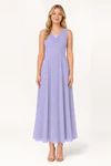 Athena junior bridesmaid dress in lilac mist chiffon, full length front