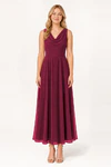 Athena junior bridesmaid dress in merlot burgundy chiffon, full length front