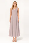 Athena junior bridesmaid dress in smoked blush chiffon, full length front