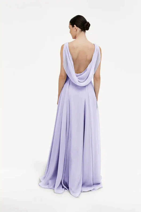 Athena Lilac Mist Lavender bridesmaid dress by TH&TH — back Athena Lilac Mist Lavender bridesmaid dress by TH&TH — back