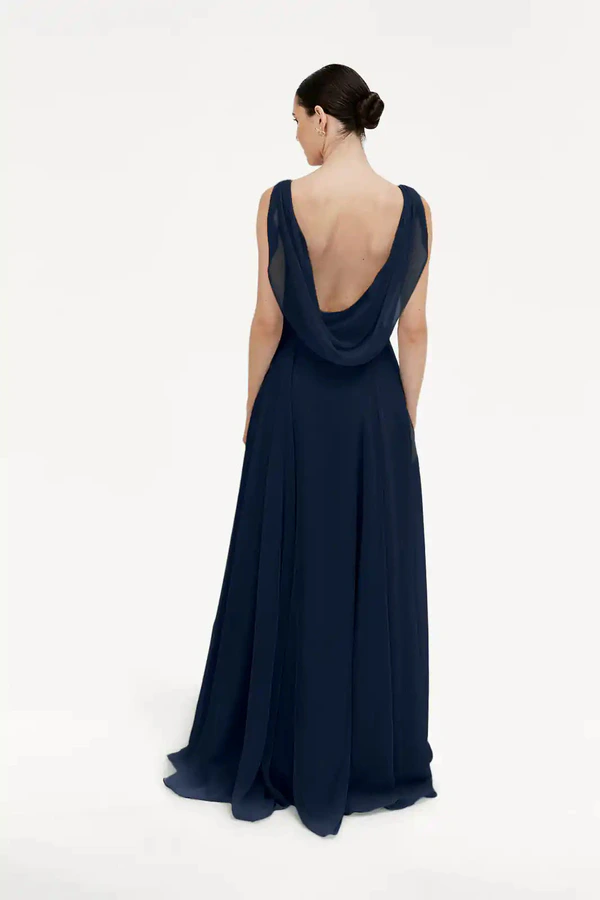 Athena Navy Blue bridesmaid dress by TH&TH — back Athena Navy Blue bridesmaid dress by TH&TH — back
