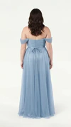 Bardot Dusty Blue Blue bridesmaid dress by TH&TH, curve model back view