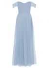 Bardot Dusty Blue Blue bridesmaid dress by TH&TH, design detail