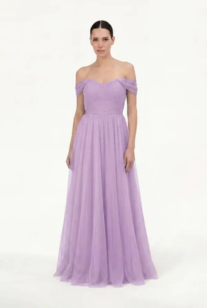 Bardot Lilac Mist Purple bridesmaid dress by TH&TH, front view