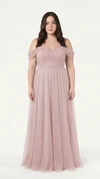 Bardot Smoked Blush Pink bridesmaid dress by TH&TH, curve model front view