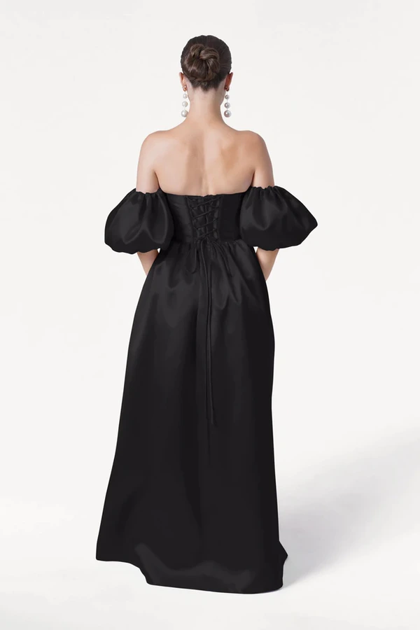 Blair Bridesmaid Dress in Black Satin Twill by TH&TH Blair Bridesmaid Dress in Black Satin Twill by TH&TH