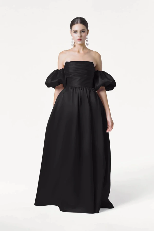 Blair Bridesmaid Dress in Black Satin Twill by TH&TH Blair Bridesmaid Dress in Black Satin Twill by TH&TH