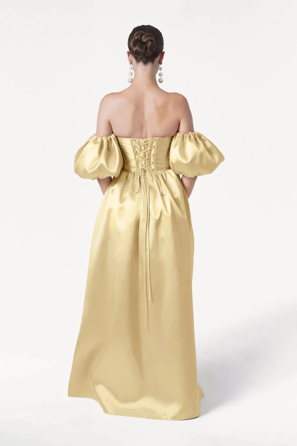 Blair Bridesmaid Dress in Butter Yellow Satin Twill by TH&TH Blair Bridesmaid Dress in Butter Yellow Satin Twill by TH&TH