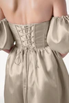 Blair Bridesmaid Dress in Champagne Sky Satin Twill by TH&TH