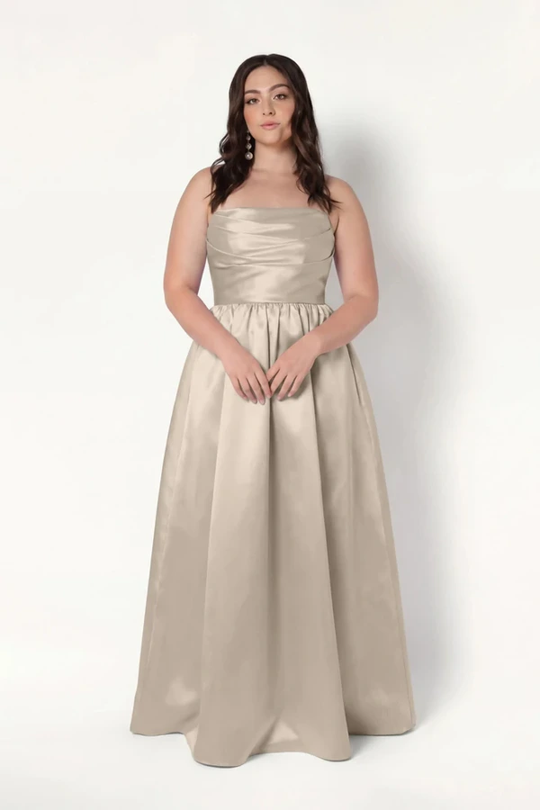 Blair Bridesmaid Dress in Champagne Sky Satin Twill by TH&TH Blair Bridesmaid Dress in Champagne Sky Satin Twill by TH&TH