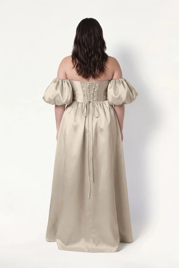Blair Bridesmaid Dress in Champagne Sky Satin Twill by TH&TH Blair Bridesmaid Dress in Champagne Sky Satin Twill by TH&TH