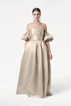 Blair Bridesmaid Dress in Champagne Sky Satin Twill by TH&TH