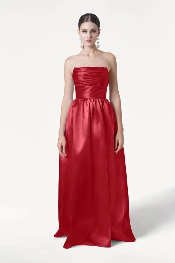 Blair Red strapless bridesmaid dress by TH&TH - front Blair Red strapless bridesmaid dress by TH&TH - front