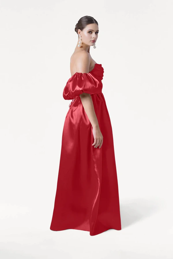 Blair Bridesmaid Dress in Dark Cherry Satin Twill by TH&TH Blair Bridesmaid Dress in Dark Cherry Satin Twill by TH&TH