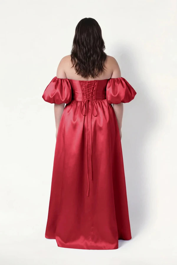 Blair Bridesmaid Dress in Dark Cherry Satin Twill by TH&TH Blair Bridesmaid Dress in Dark Cherry Satin Twill by TH&TH