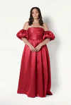 Blair Bridesmaid Dress in Dark Cherry Satin Twill by TH&TH