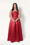 Blair Bridesmaid Dress in Dark Cherry Satin Twill by TH&TH