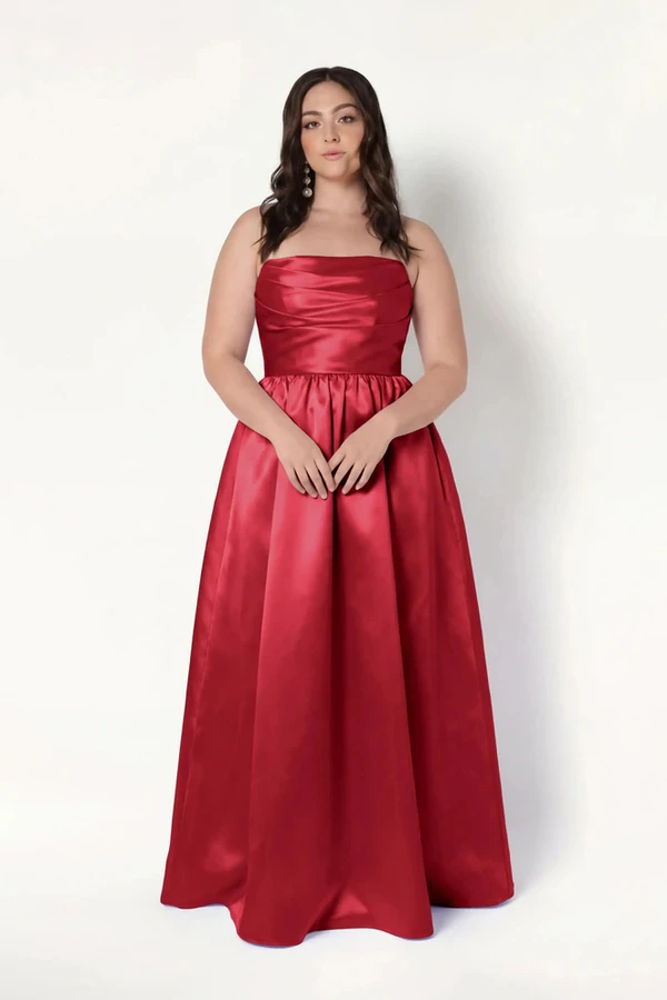 Blair Bridesmaid Dress in Dark Cherry Satin Twill by TH&TH Blair Bridesmaid Dress in Dark Cherry Satin Twill by TH&TH
