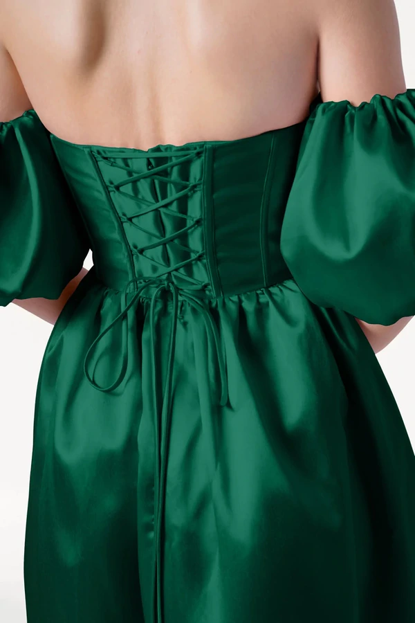 Blair Bridesmaid Dress in Forest Green Satin Twill by TH&TH Blair Bridesmaid Dress in Forest Green Satin Twill by TH&TH