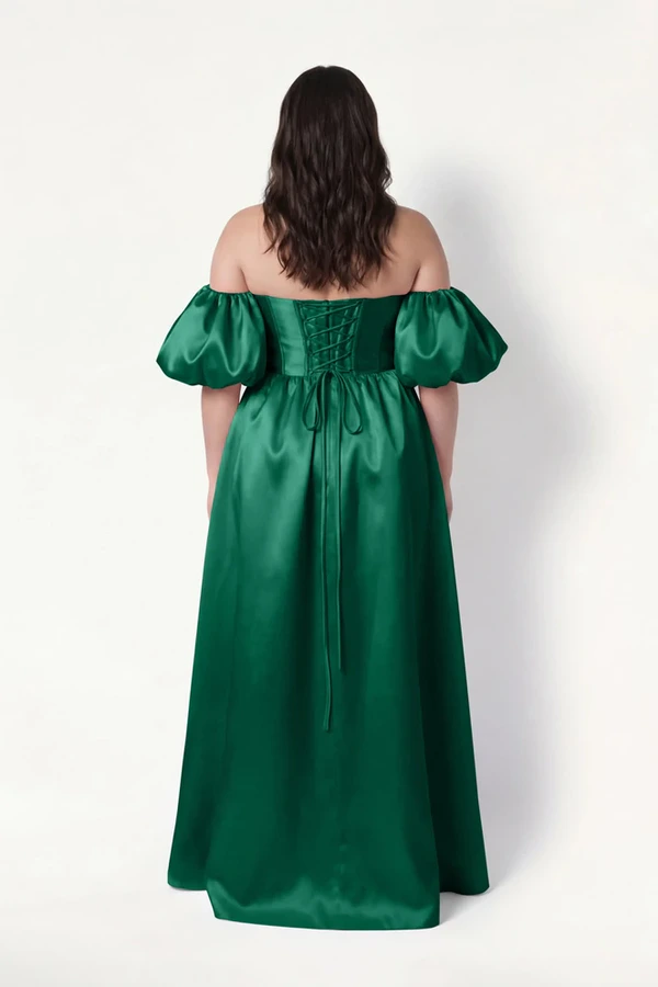 Blair Bridesmaid Dress in Forest Green Satin Twill by TH&TH Blair Bridesmaid Dress in Forest Green Satin Twill by TH&TH