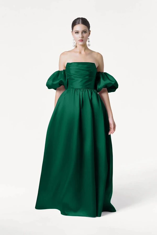Blair Bridesmaid Dress in Forest Green Satin Twill by TH&TH
