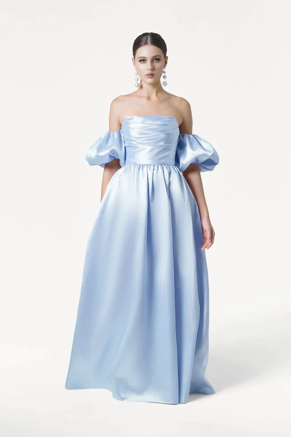 Blair Bridesmaid Dress in Frosted Blue Satin Twill by TH&TH Blair Bridesmaid Dress in Frosted Blue Satin Twill by TH&TH