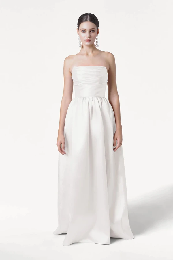 Blair Ivory strapless bridesmaid dress by TH&TH - front Blair Ivory strapless bridesmaid dress by TH&TH - front